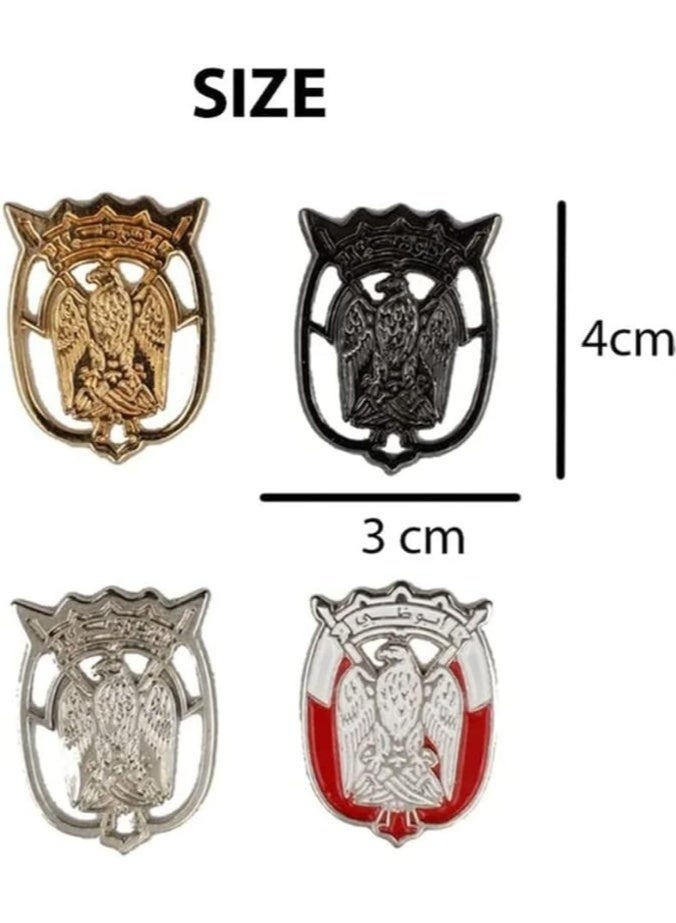 الإمارات العربية المتحدة، أبوظبي، 4 قطع، ملصقات ثنائية الأبعاد بتصميمات شعارات متنوعة، شارة معدنية 4 سم - Image 2